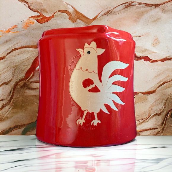Sur La Table Other - Sur la table Italy Red Rooster Chicken Water Pitcher Utensil Holder